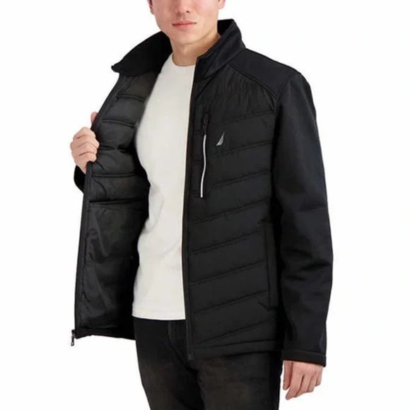 BLACK NWT Nautica Men's Mix Media Jacket - Picture 6 of 9